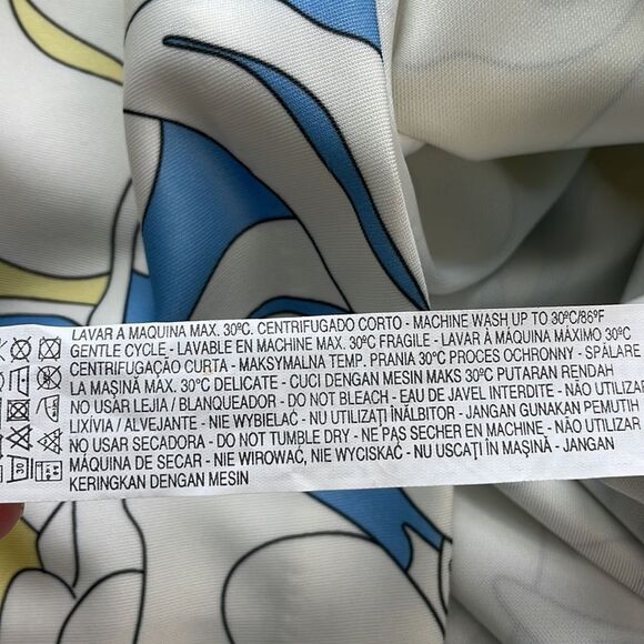 Zara White Yellow and Blue Printed Sleeveless Retro Mini Dress. Size Small. - Picture 11 of 11